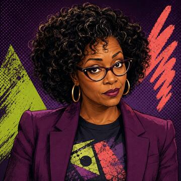 Illustrated portrait of DJF internet-culture columnist Dana Side-Eye