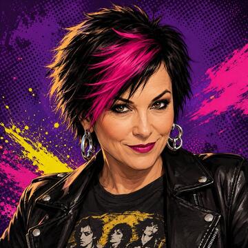 Illustrated portrait of DJF entertainment columnist Roxy Static