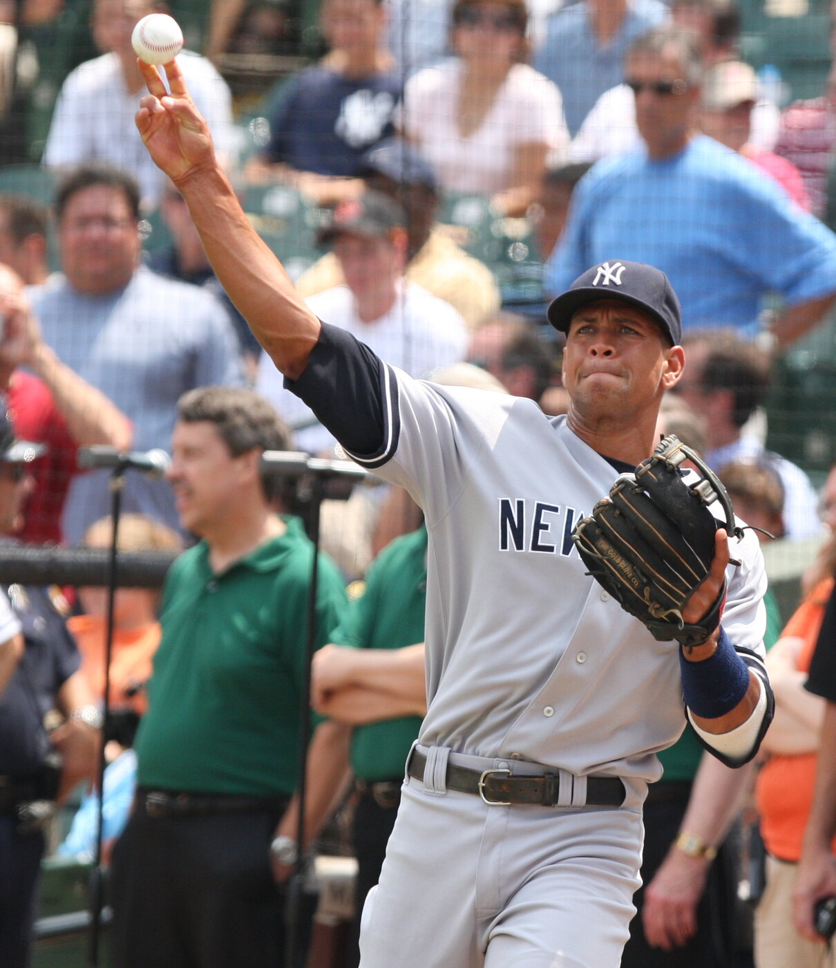 Alex Rodriguez in a New York Yankees uniform during a baseball game