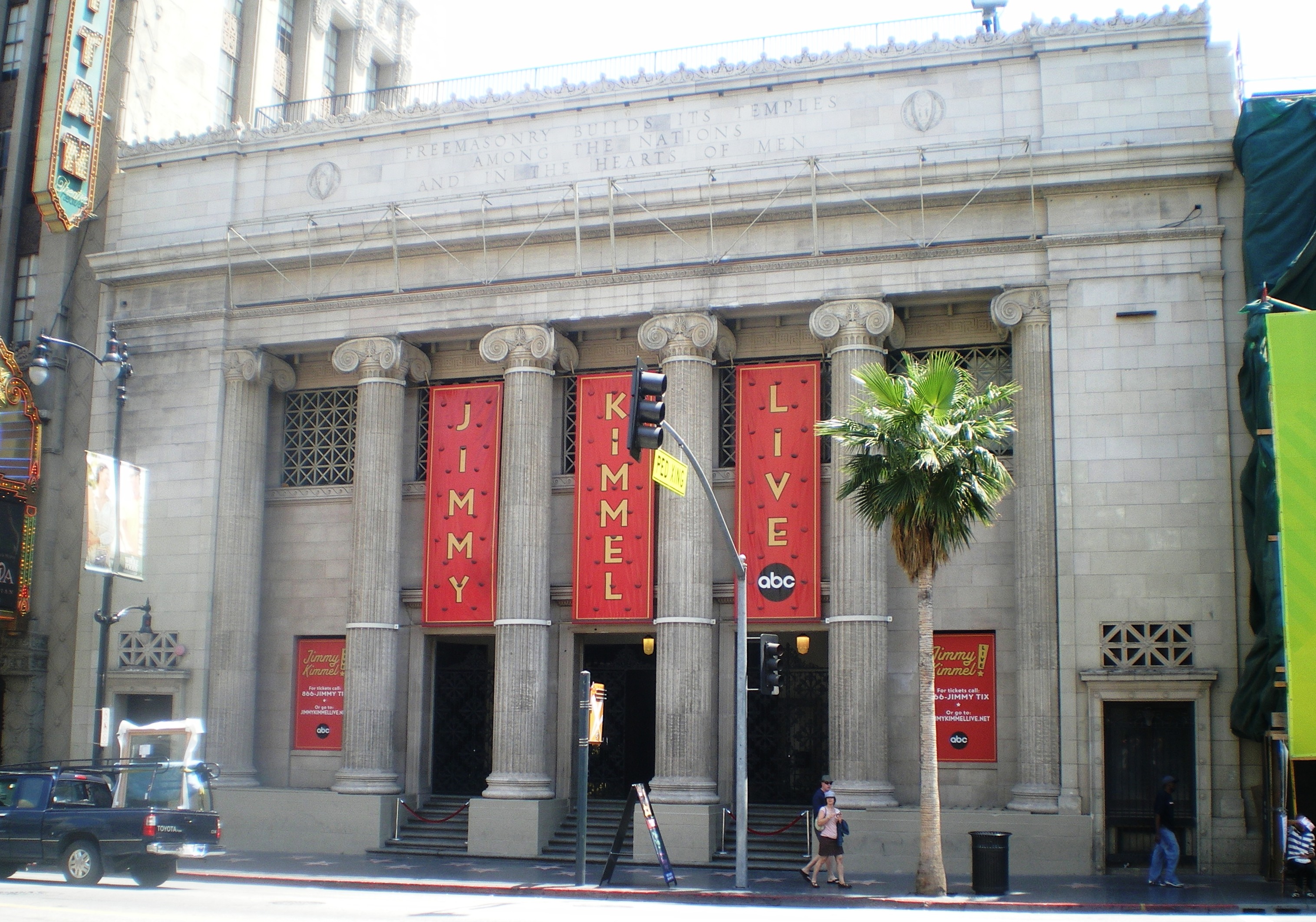Hollywood Masonic Temple with Jimmy Kimmel Live banners