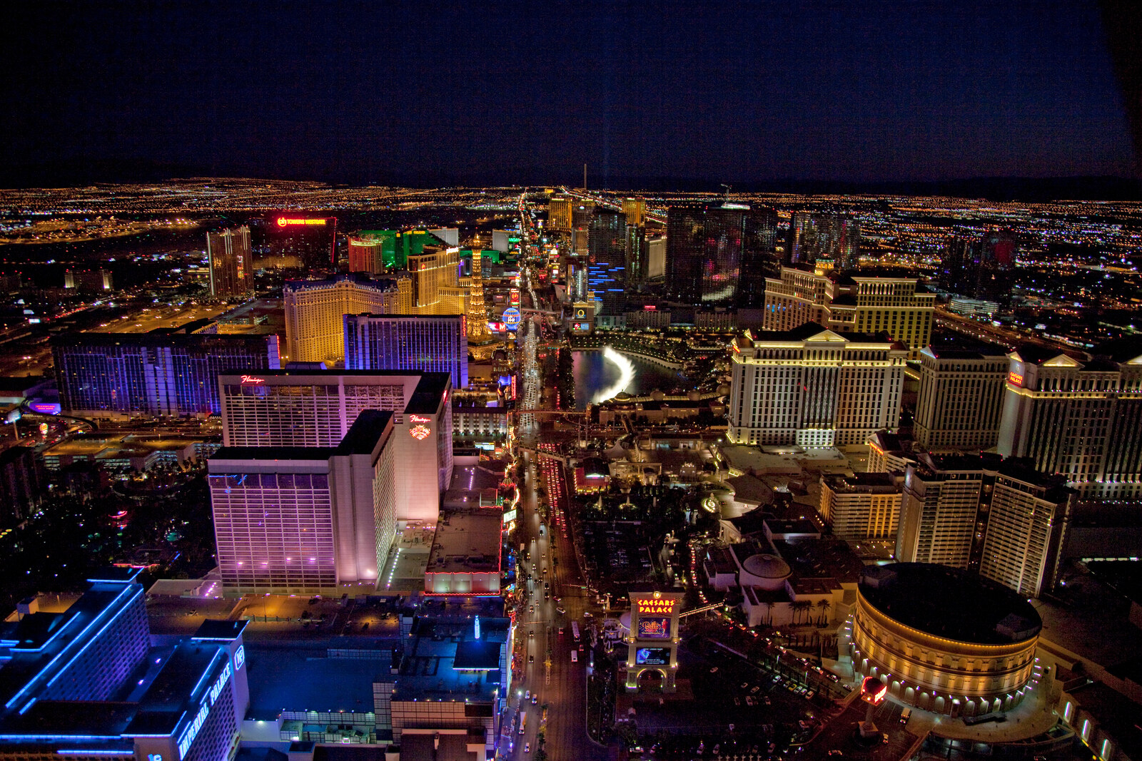 Aerial night view of Las Vegas, Nevada
