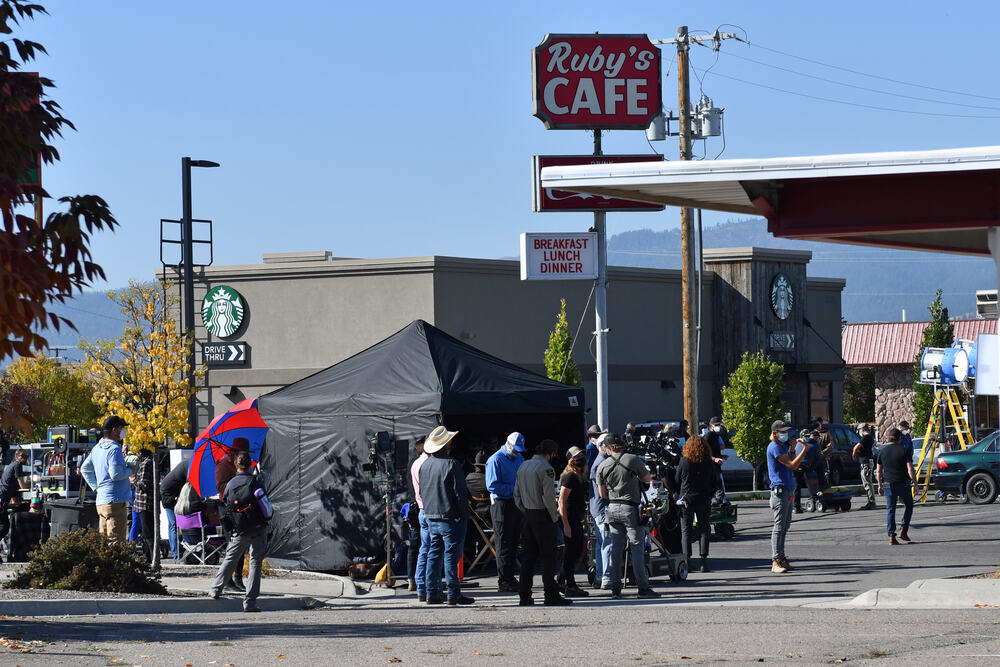 A Yellowstone television production filming at a diner in Missoula, Montana