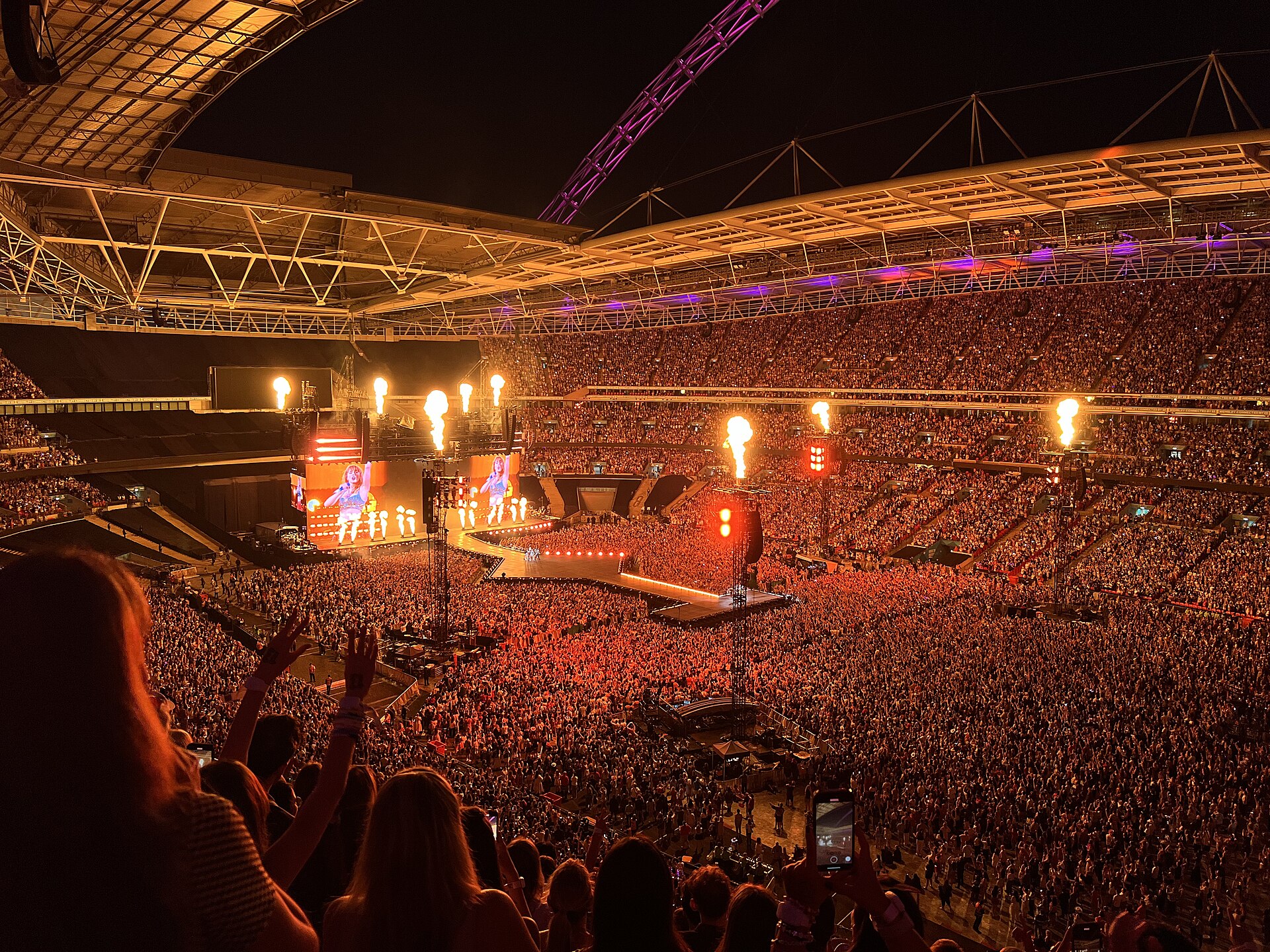Taylor Swift performing during the Eras Tour at Wembley Stadium