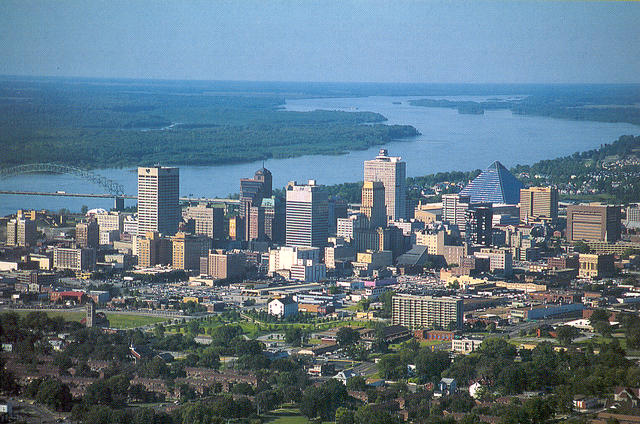 Representative aerial view of the Memphis Tennessee skyline