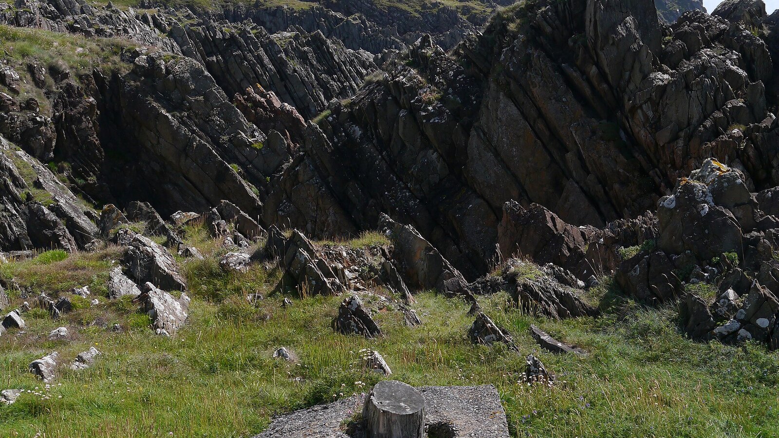 Rocky cliff-top remains at Burrow Head, a filming location for The Wicker Man