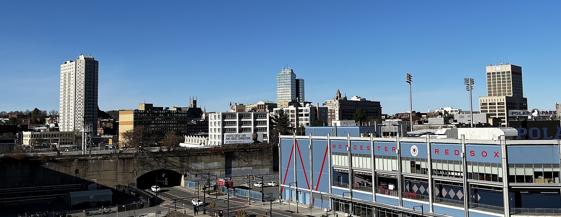 Worcester, Massachusetts skyline and Polar Park