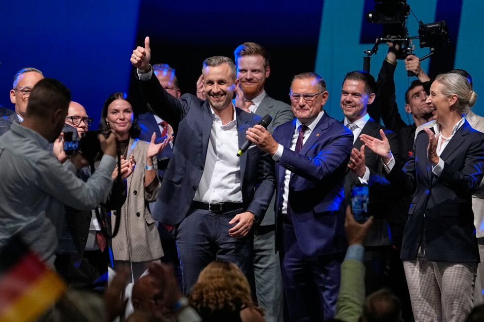 AfD supporters reacting to regional election results in Saxony-Anhalt Germany