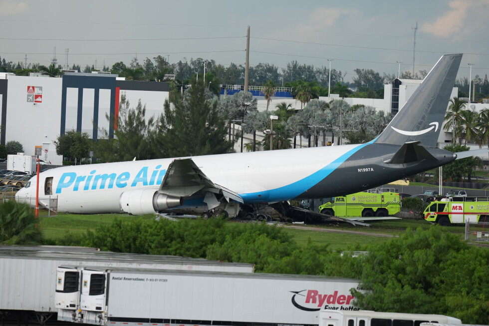 Emergency crews responding to the wreckage of a cargo plane near Miami International Airport