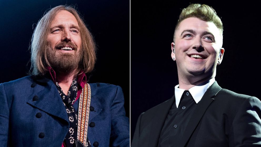 Tom Petty and Sam Smith shown side by side in a news composite