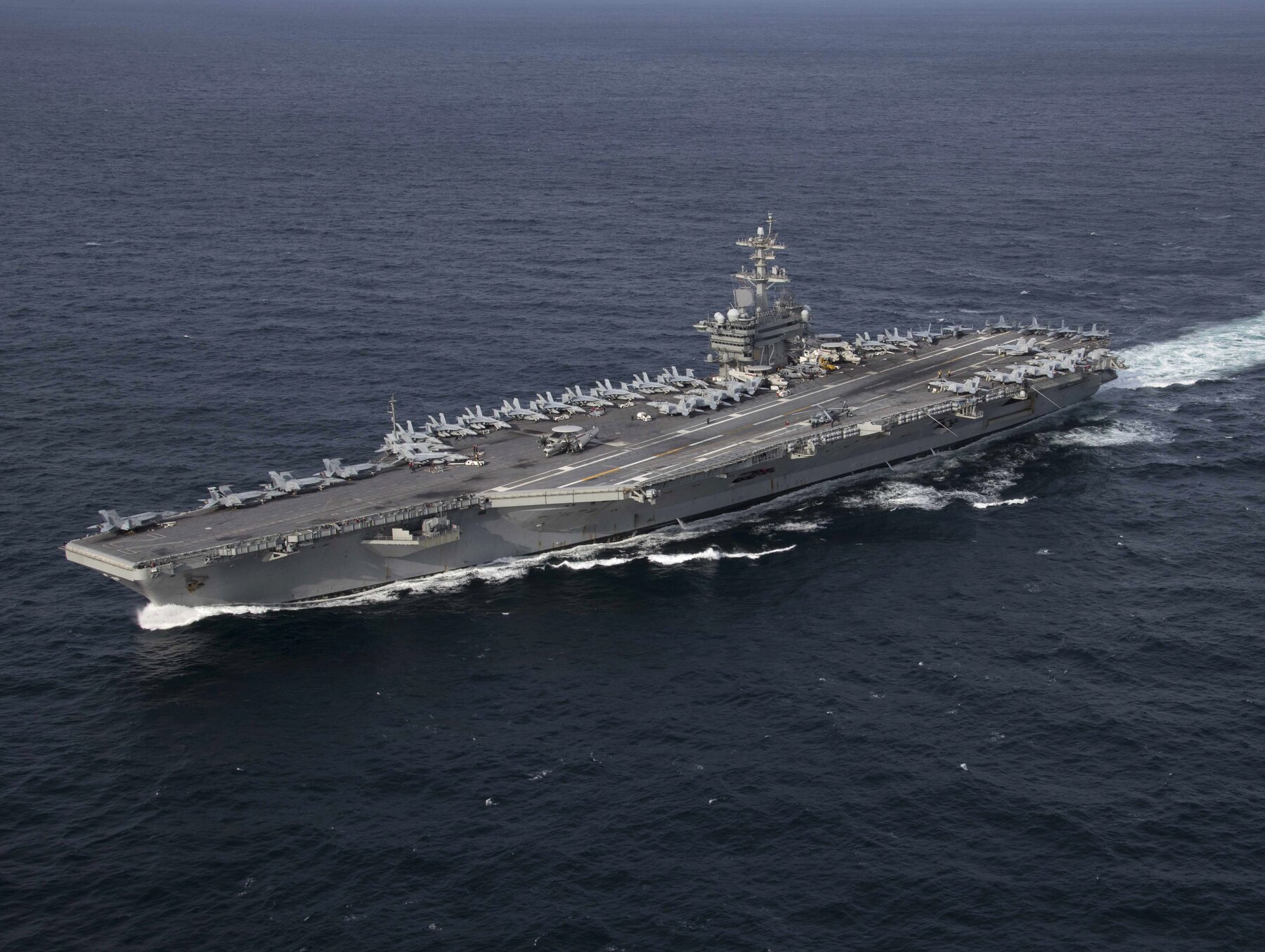 USS Abraham Lincoln aircraft carrier underway in the Atlantic Ocean in 2019