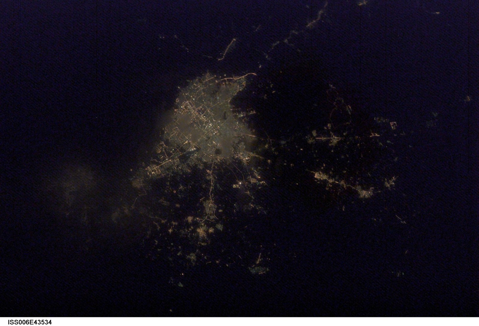 Tehran city lights photographed from the International Space Station at night in 2003.