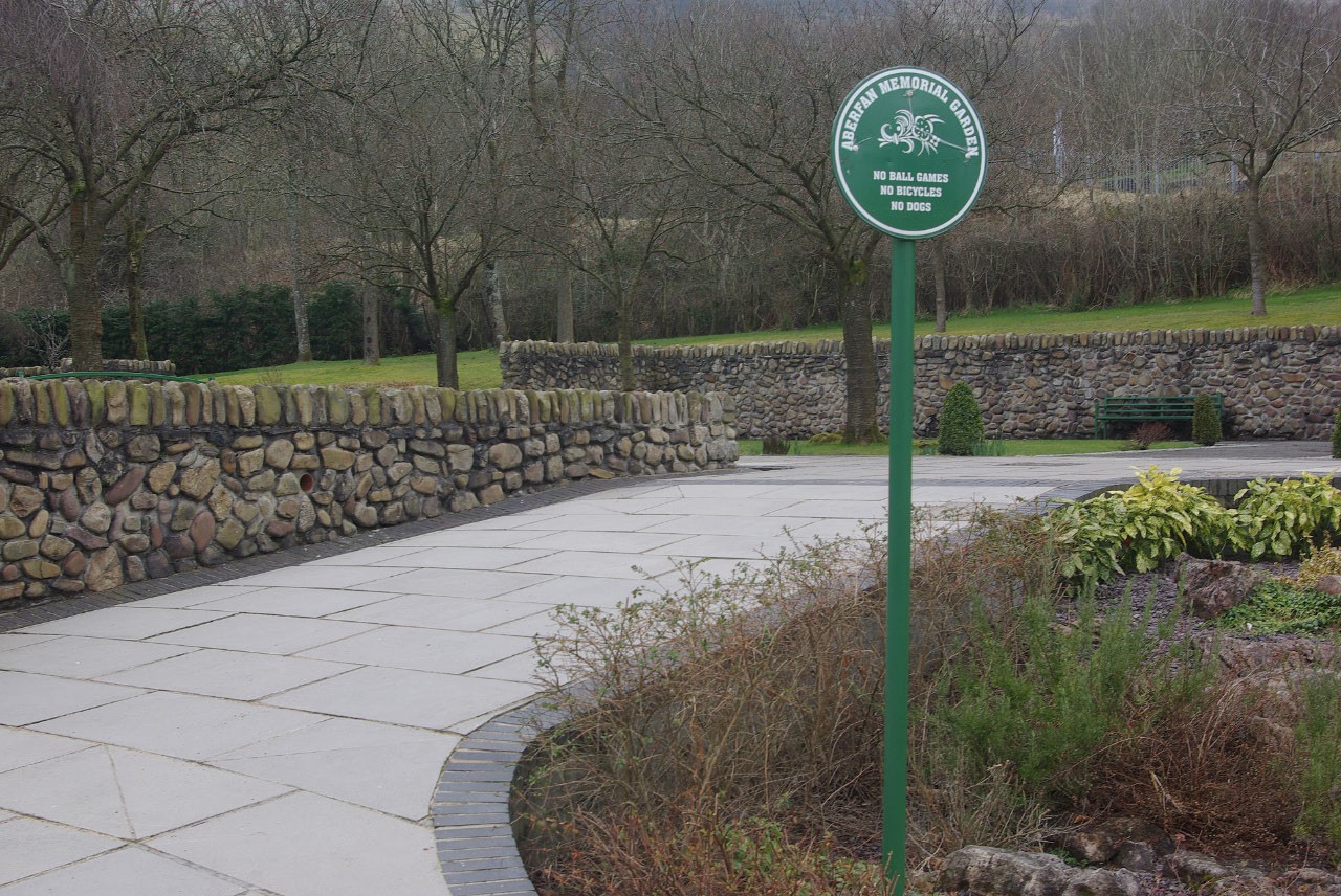 Aberfan Memorial Garden on the site of Pantglas Junior School, photographed in 2013