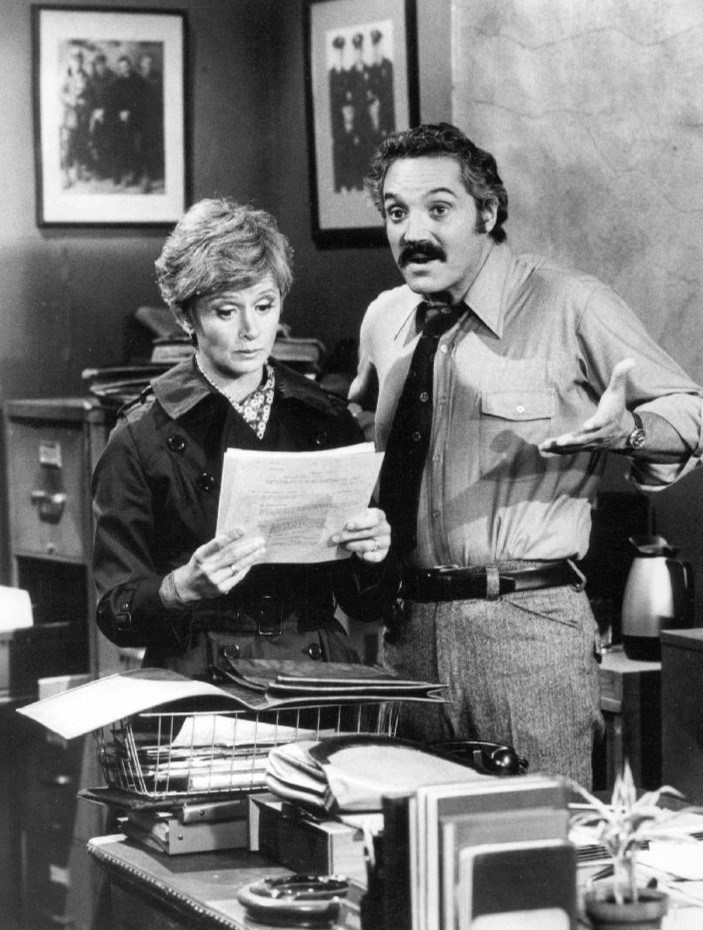 Archive ABC publicity photograph of Barbara Barrie with Hal Linden as Liz and Barney Miller.