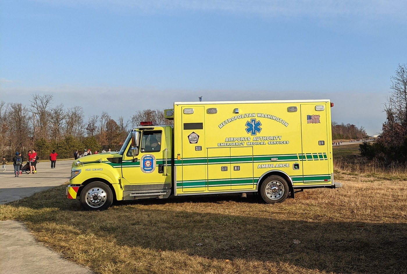 An ambulance parked outdoors
