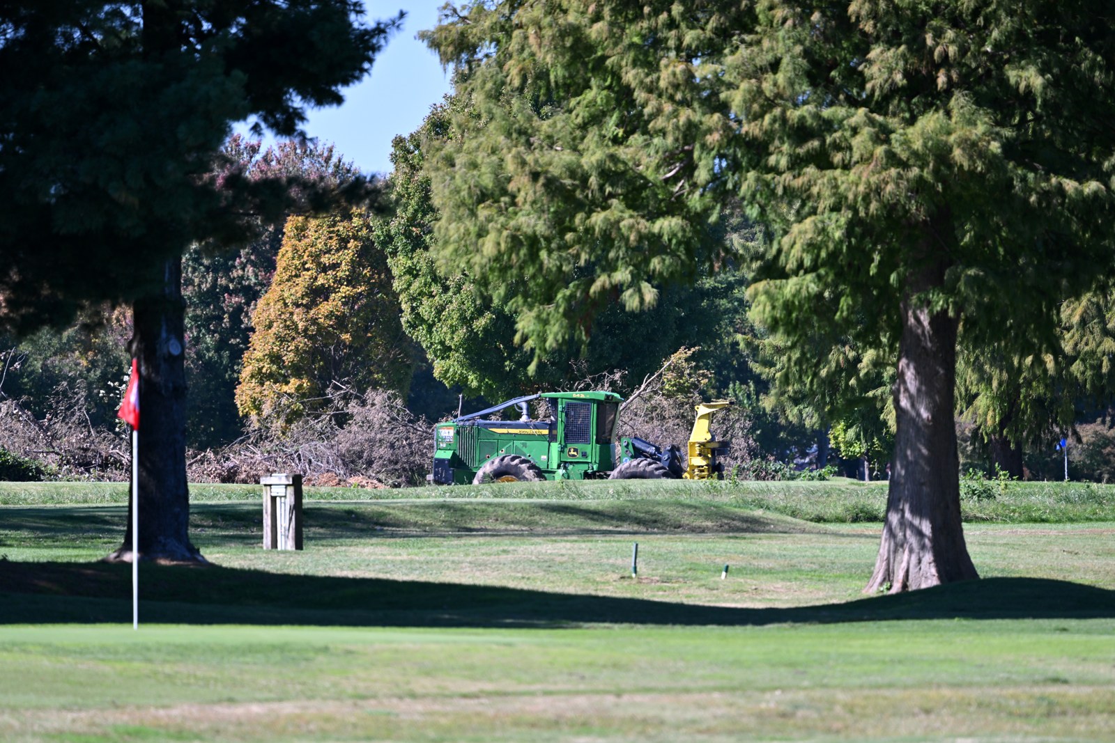 A tractor and felled branches on East Potomac Golf Links in an October 20, 2026 file photograph.