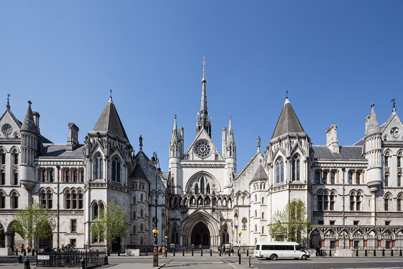 The main entrance of the Royal Courts of Justice in London