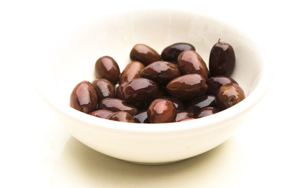 A bowl of Kalamata olives photographed in September 2006
