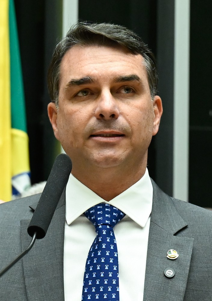 Senator Flávio Bolsonaro speaking in Brazil’s Congress in May 2026