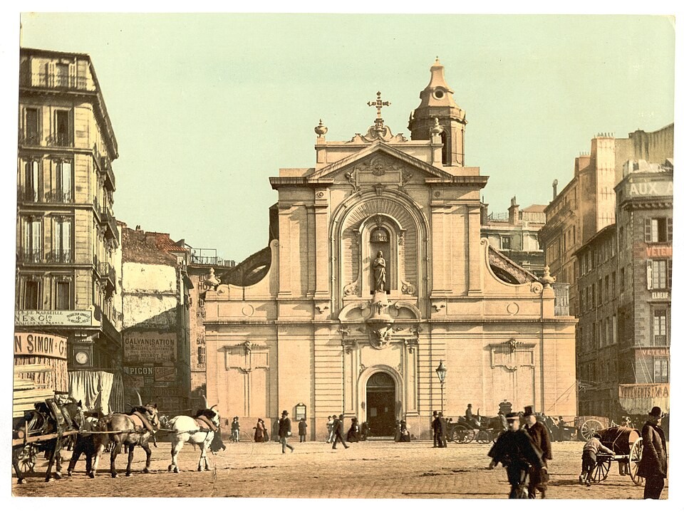 The Church of Saint-Ferréol les Augustins in Marseille in an archival photograph