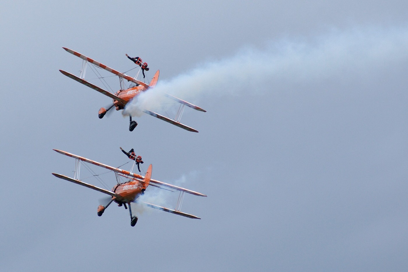 A wing-walking display at an air show in 2011