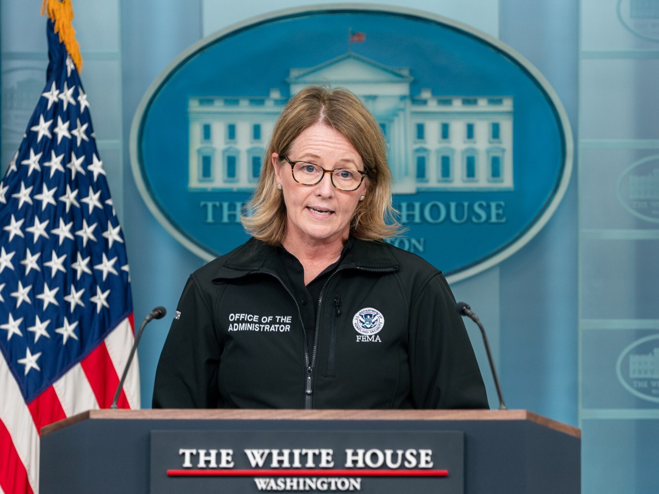 The White House press briefing room in Washington