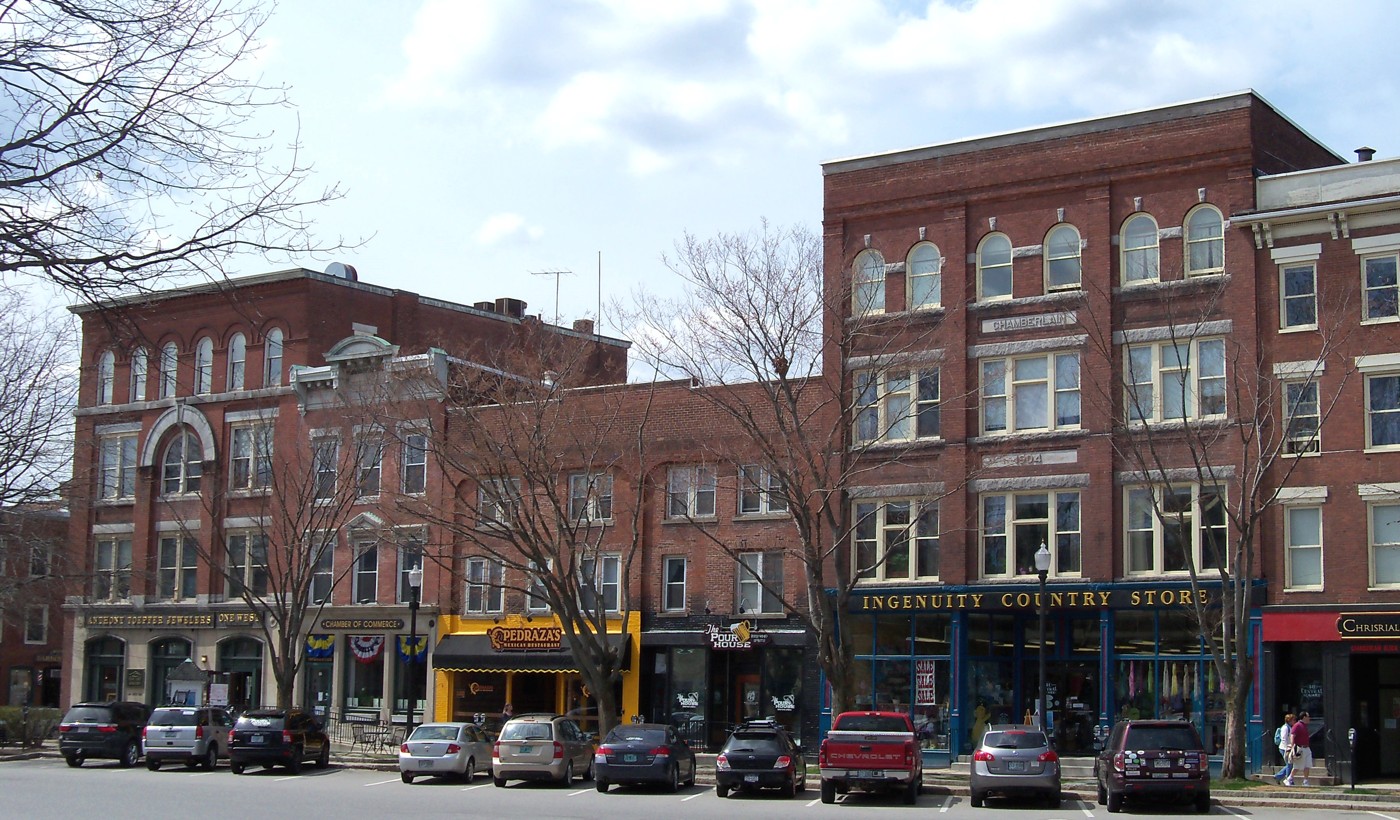 Central Square in downtown Keene, New Hampshire, photographed in April 2013