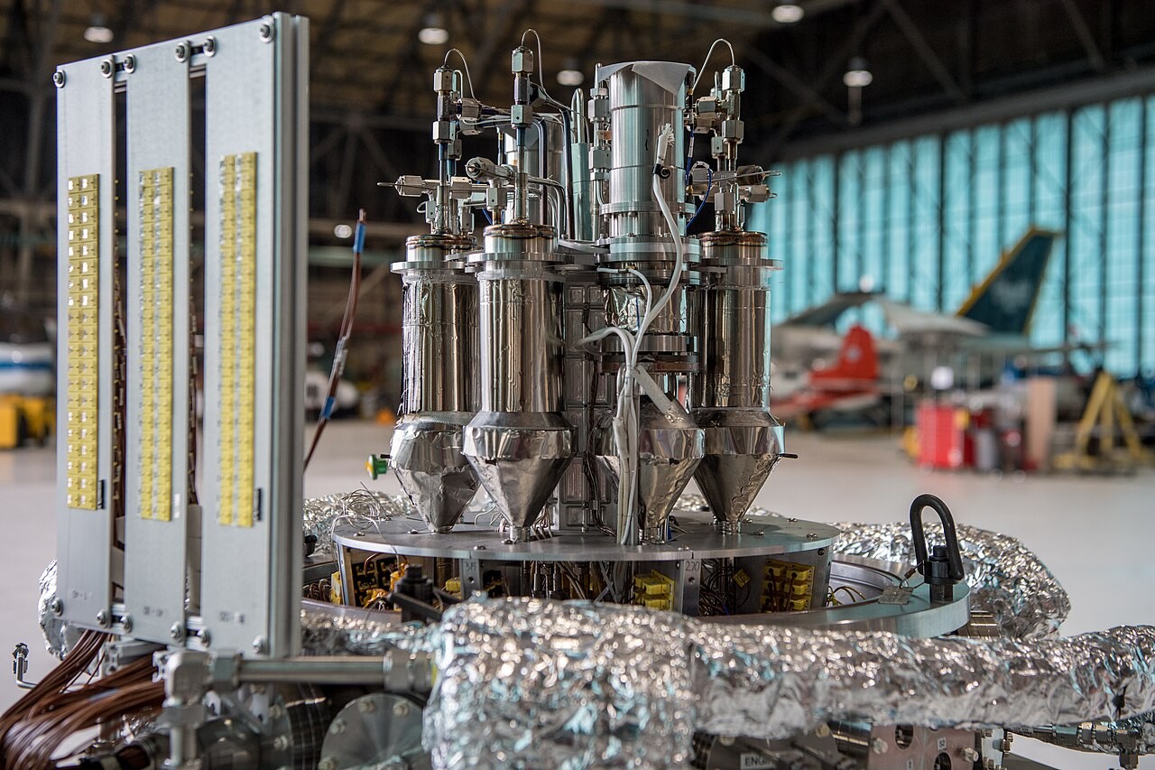 NASA Kilopower reactor prototype hardware in a ground-test setting