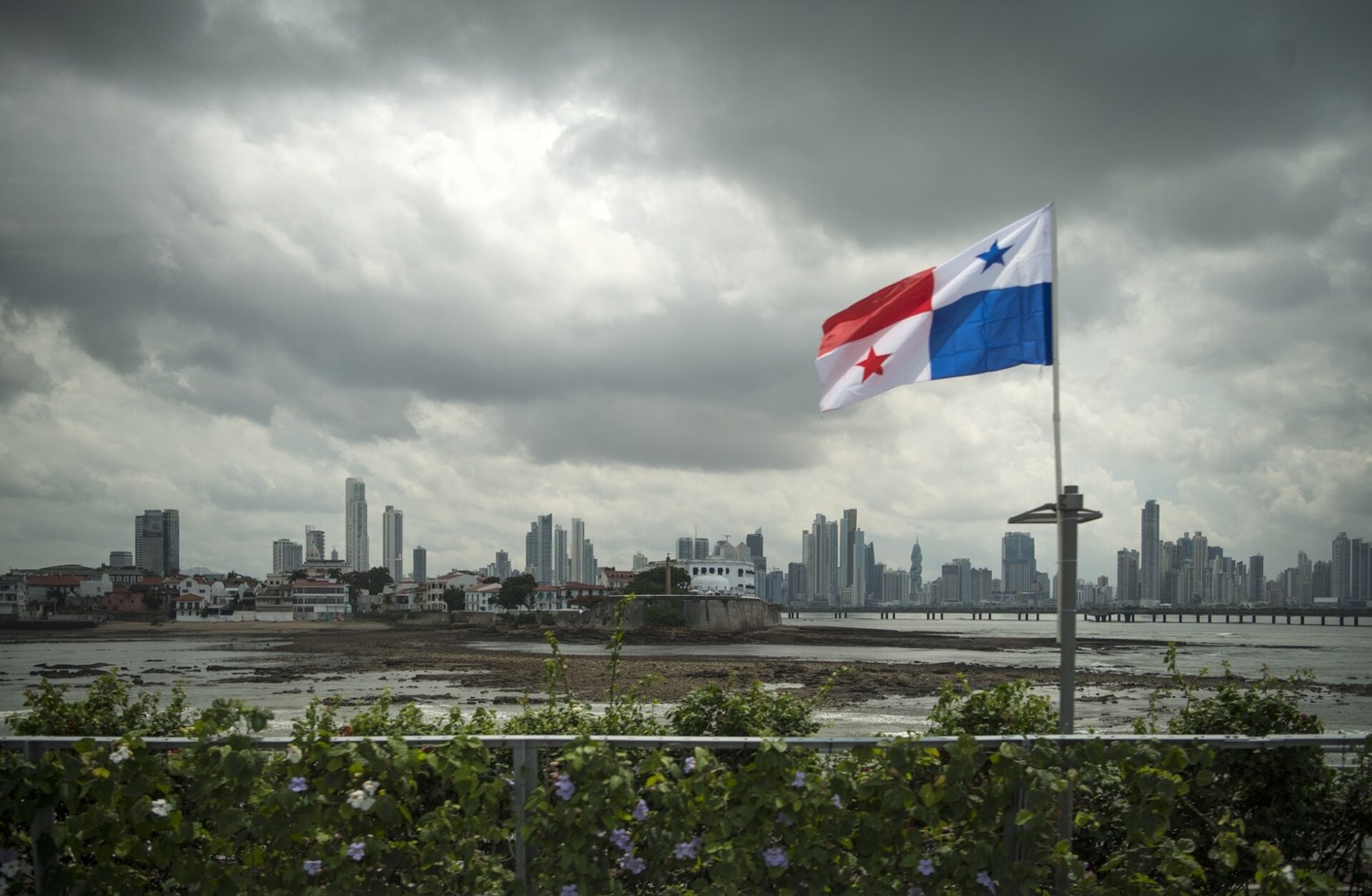 Panama City skyline near the Panama Canal