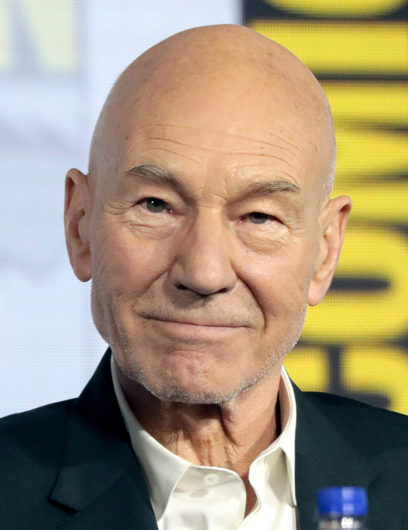 Patrick Stewart speaking at San Diego Comic-Con in July 2019.