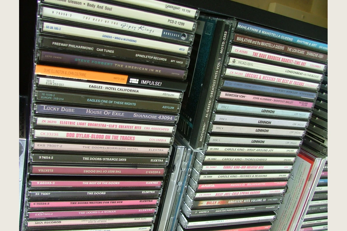 A rack of compact discs