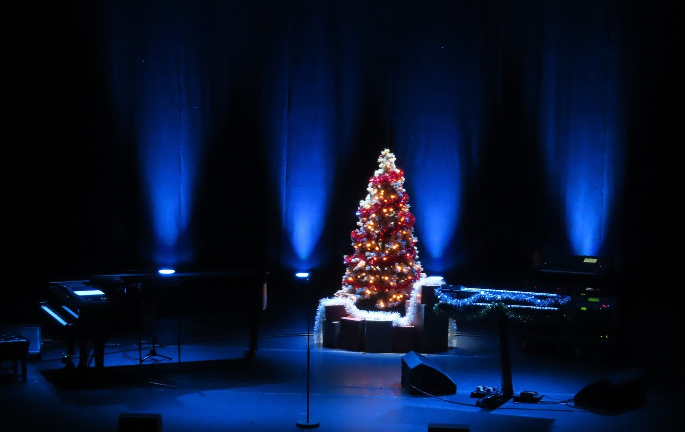 The stage at Rick Wakeman’s Cambridge Corn Exchange concert in December 2021