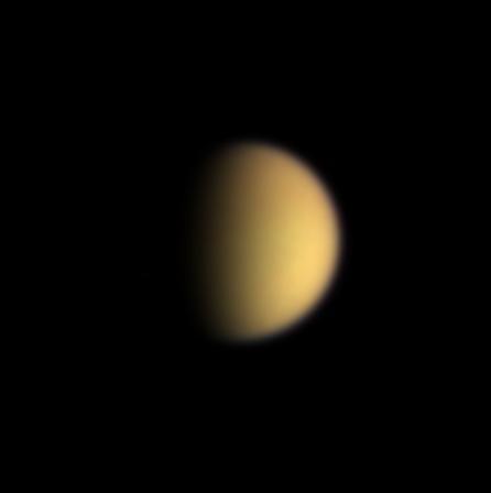 Titan in natural color from Cassini camera observations released in July 2004
