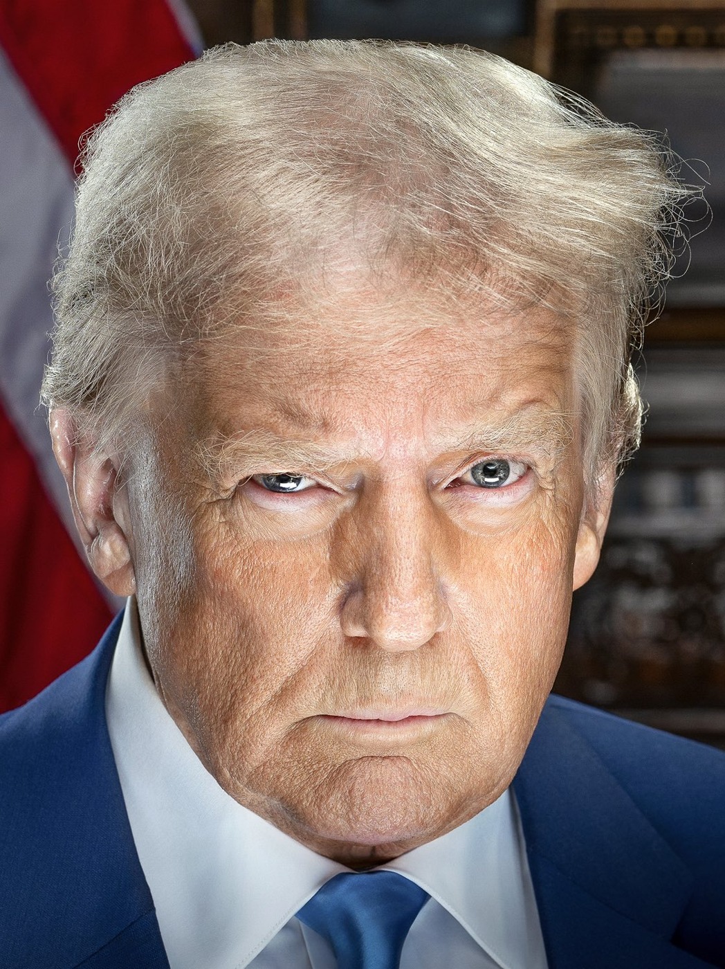 File headshot of Donald Trump from his January 2025 inaugural portrait by Daniel Torok.