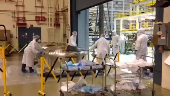 The James Webb Space Telescope mirror assembly in a NASA cleanroom