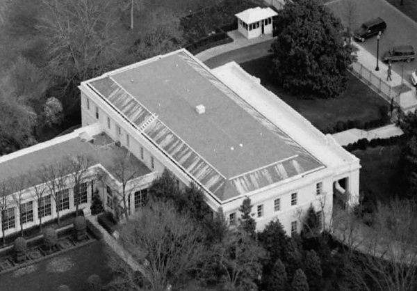 The White House East Wing photographed in 1992