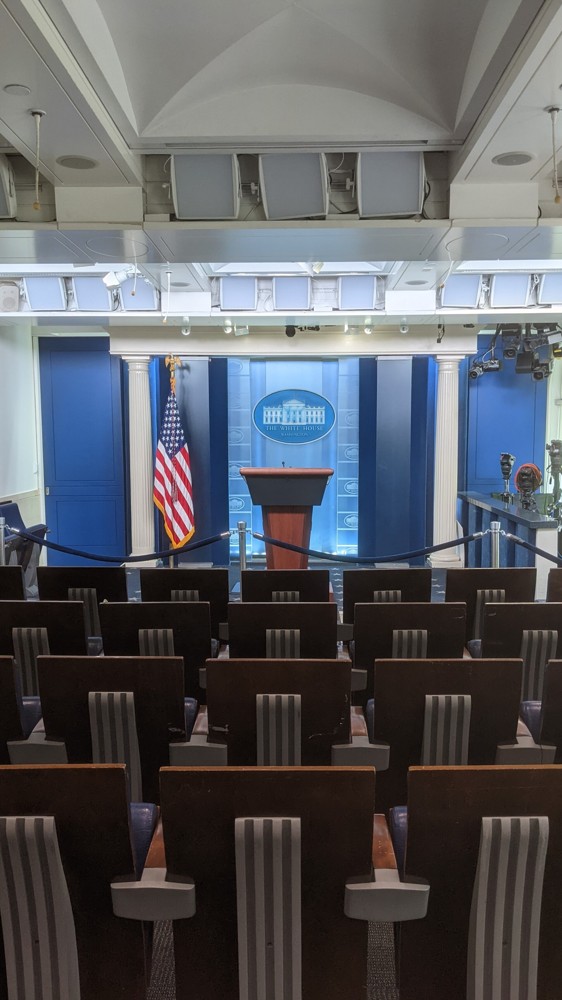 The empty White House press briefing room